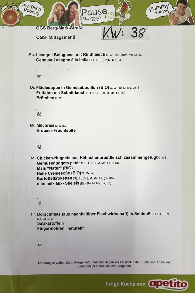 Mittagsmenu KW38