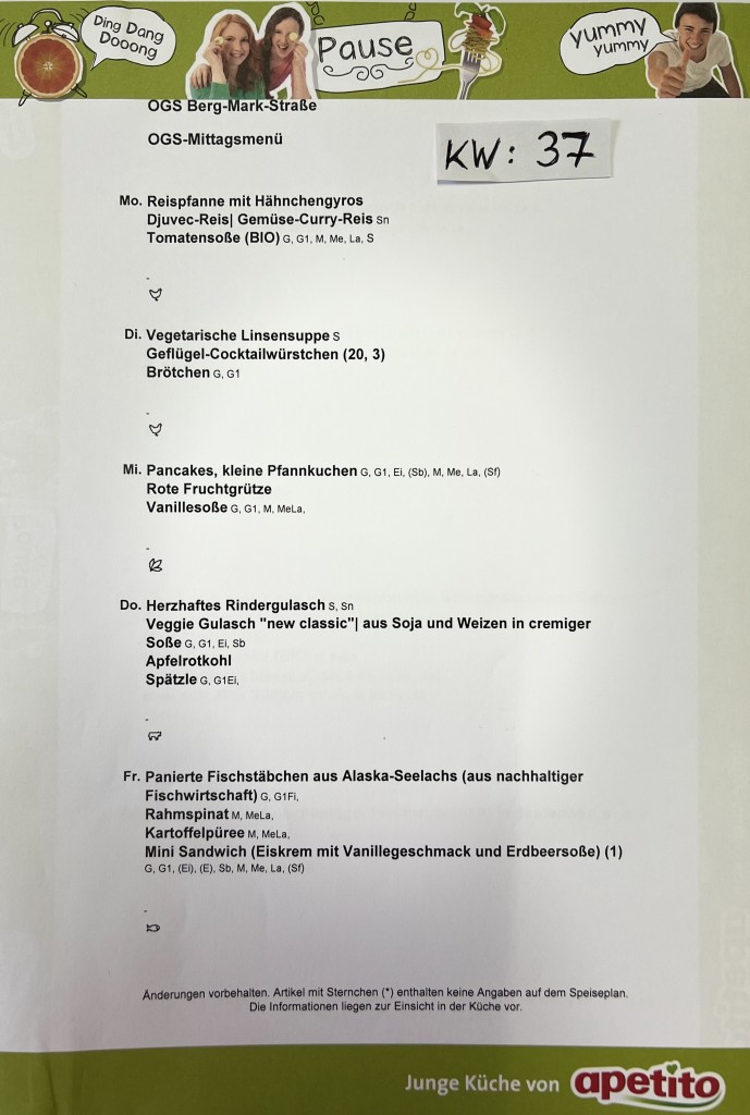 Mittagsmenü KW37